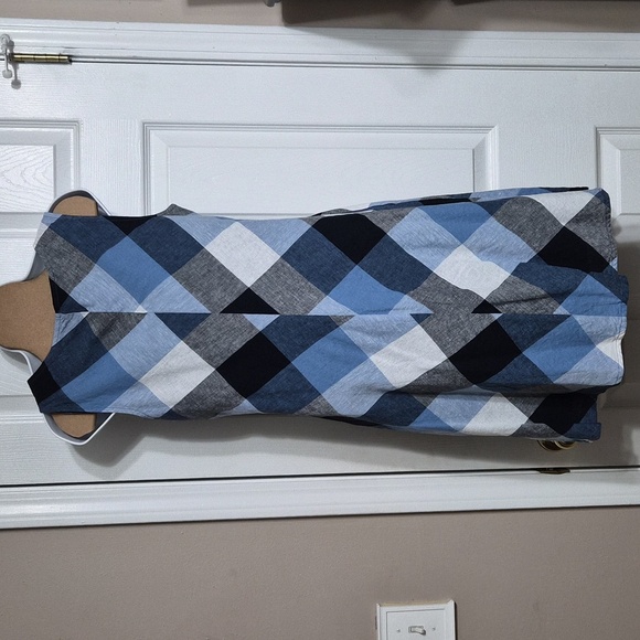 JH Blue And White Plaid Dress With POCKETS Ex Cond Size 4 LINEN & COTTON NWOT - Picture 2 of 7